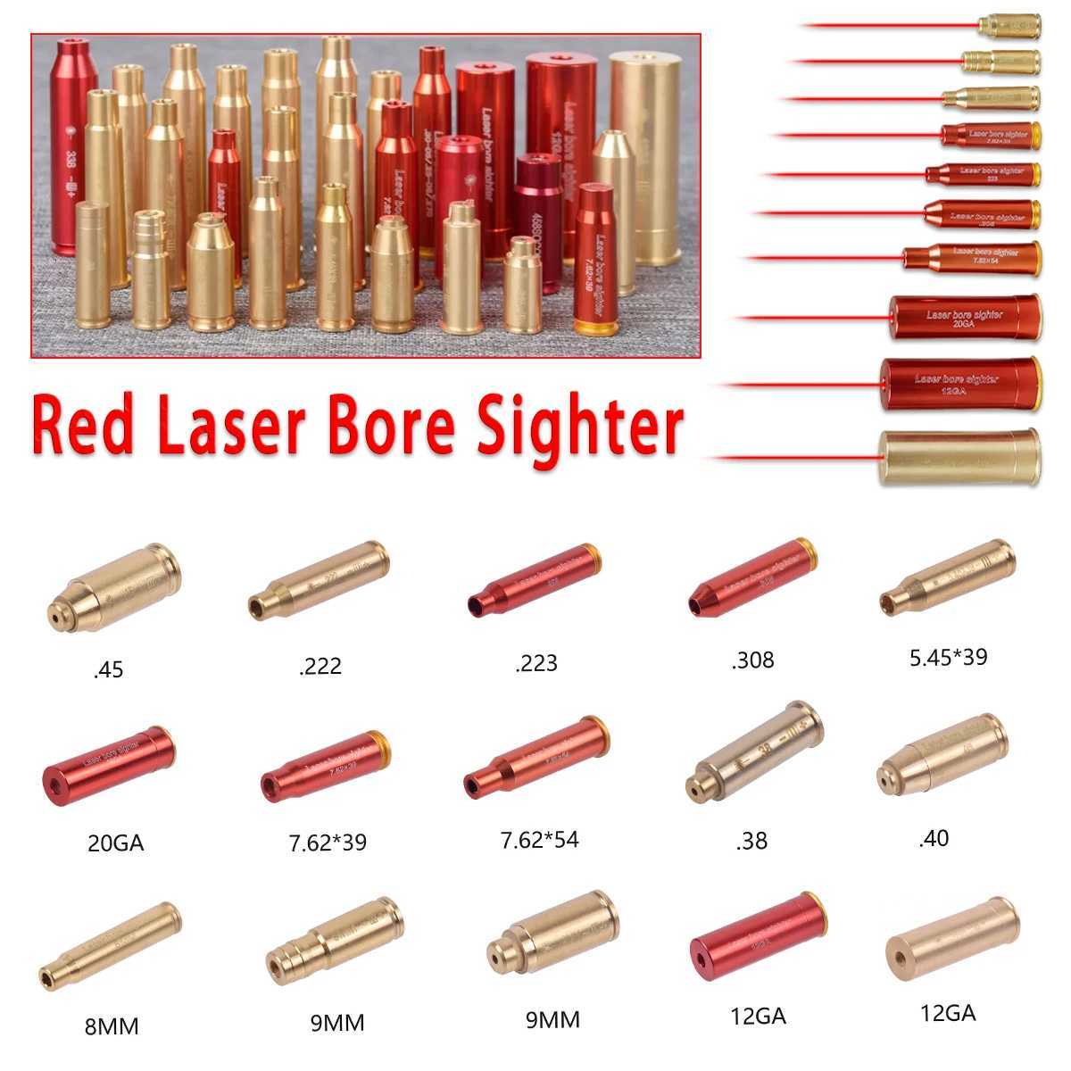 Red Laser Bore Sight Brass Boresight CAL Cartridge Bore Sighter For Scope Hunting 223 308 9MM 762x39 762X54 12GA Gauge X250922