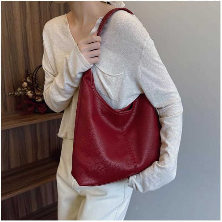 Women Slouchy Tote Bag Soft Casual PU Leather Shoulder Purses 2pcs Work Everyday Handbags Z250922