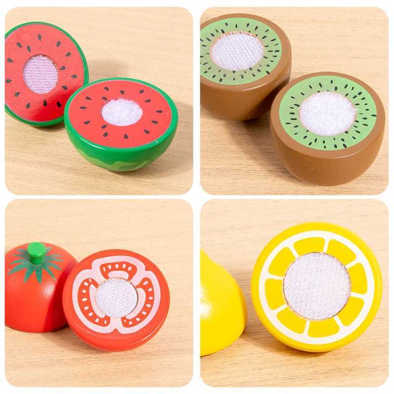 Simulation Kitchen Pretend Toy Wooden Classic Game Montessori Educational Toy For Children Kids Gift Cutting Fruit Vegetable Set C2509221