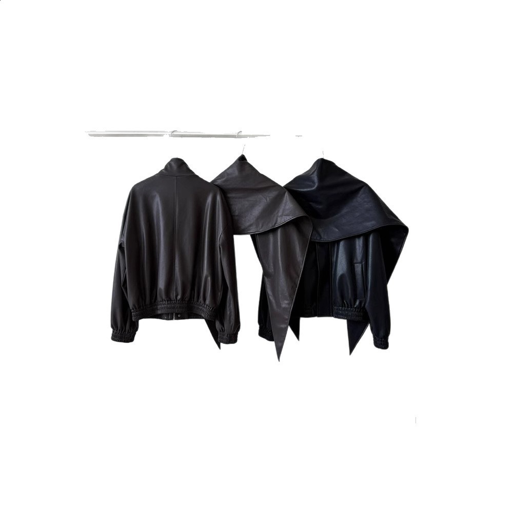 Guangzhou Thirteen Lines HUMSMR Autumn Loose Casual Leather Jacket with Shawl Z0095