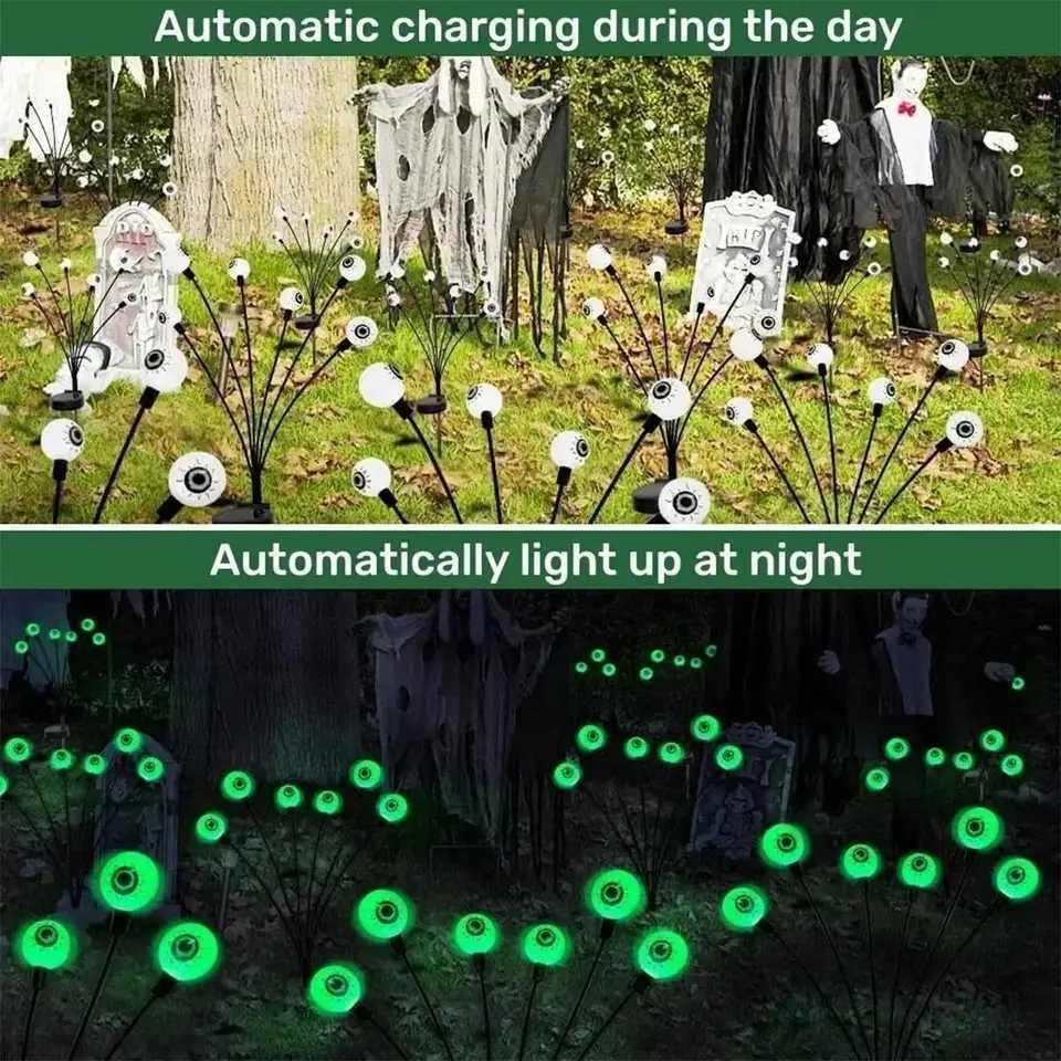 Halloween Solar Scary Eyeball Led Light Yard Lights Swaying Garden Powered Firefly Decorations Waterproof Decor Party Decoration C250922