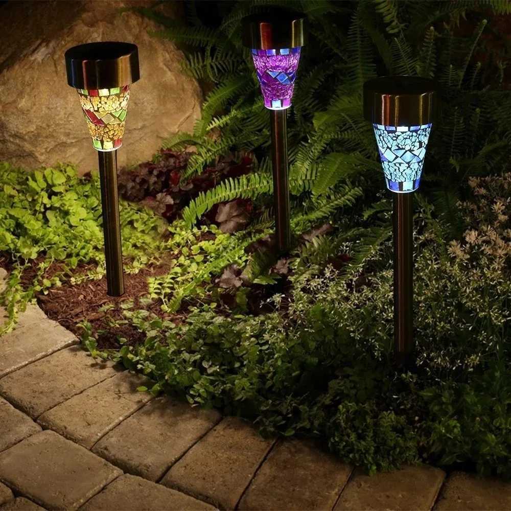 Solar Light Outdoors LED Mosaic Lawn Lamp Waterproof Lampshade Modern Garden Villa Path Landscape Lawn Decorative Night Light C250922