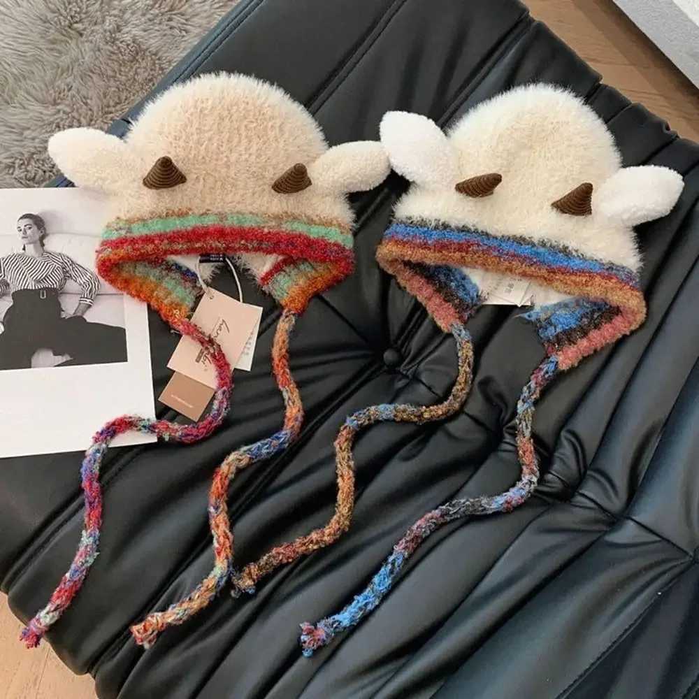 Cute Thick P Knitted Hat Warm Ear Protection Beanies Hat Pr Hats Y250920