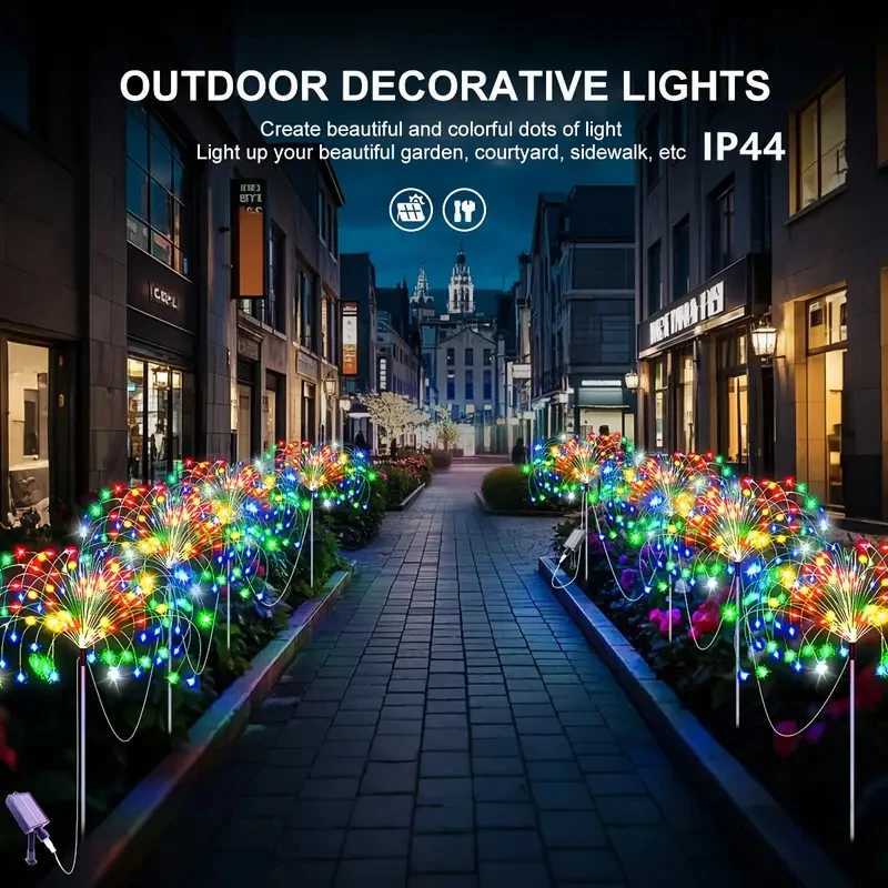 Solar LED Fireworks Lights 8 Lighting Modes Waterproof DIY Solar Outdoor Decorative Fairy String Light for Garden Lawns Wedding C250922
