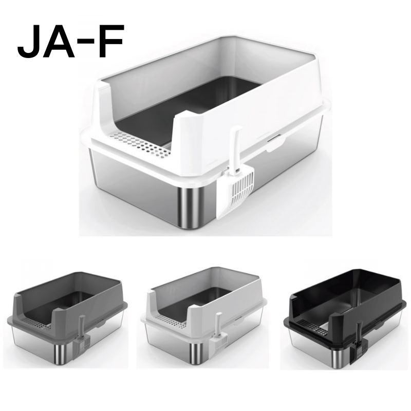 Large Pet Cat Litter Box Open Top Design with Shovel, Durable ABS & Stainless Steel Construction-JY-F