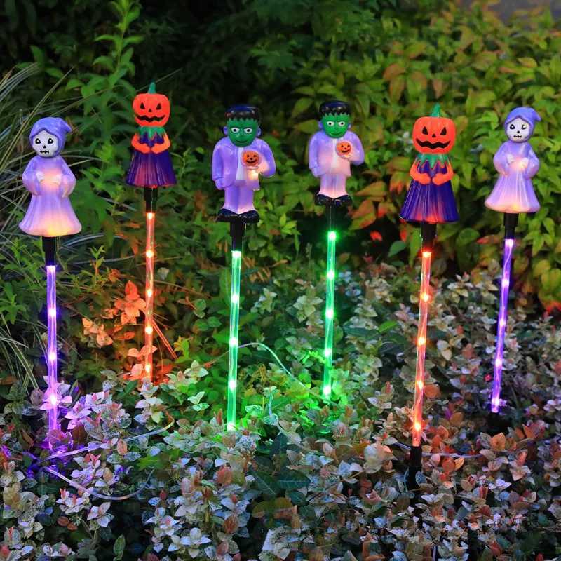 6pcsset SolarPowered Halloween Decoration Lawn Lights For Garden Pumpkin Ghost Design Outdoor LED Yard Lights Holiday Lamp 601 C250922