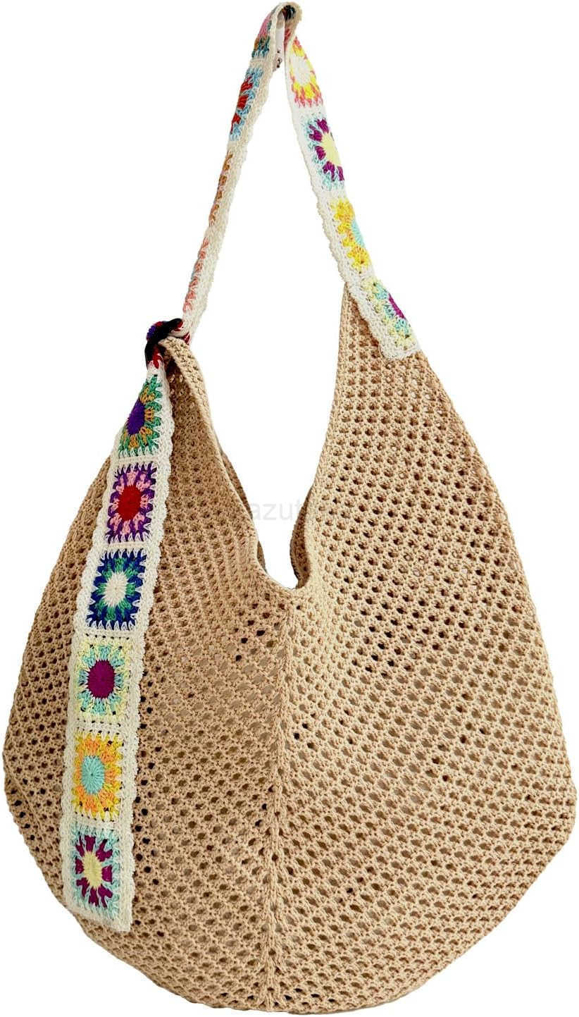 Crochet for Women Large Boho Crossbody Shoulder Tote Knitted Crochet Strap Purse for Daily Travel Shopping Z250922