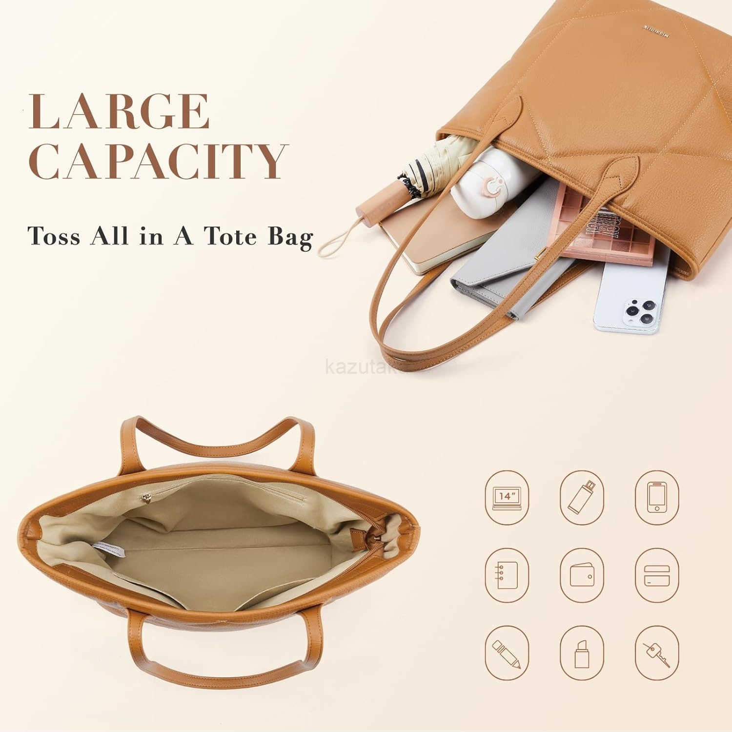 Missnine Quilted Tote Bags with Zipper Vegan Leather Purses and Handbags for Women Large Hobo Shoulder Bag Z250922