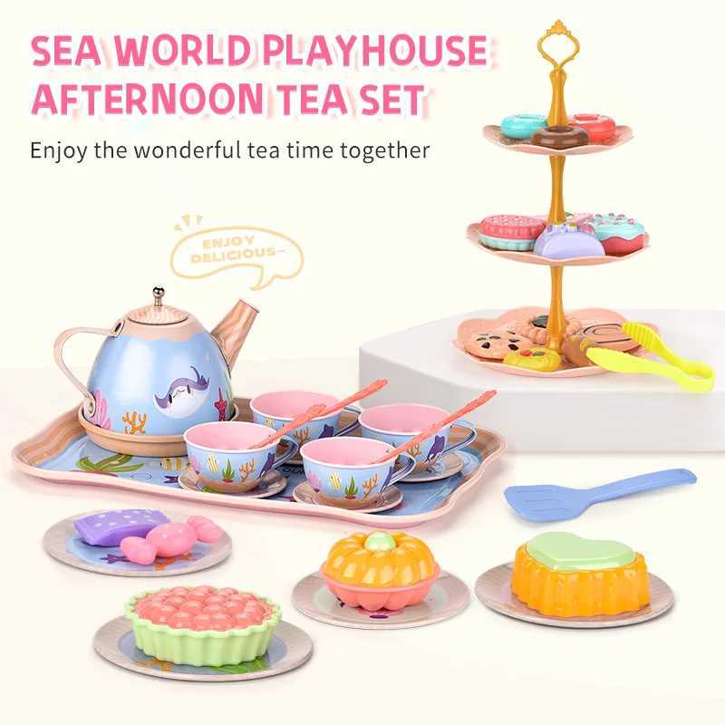 Childrens playhouse afternoon tea dessert cake toy girl gift tin tea set C250922
