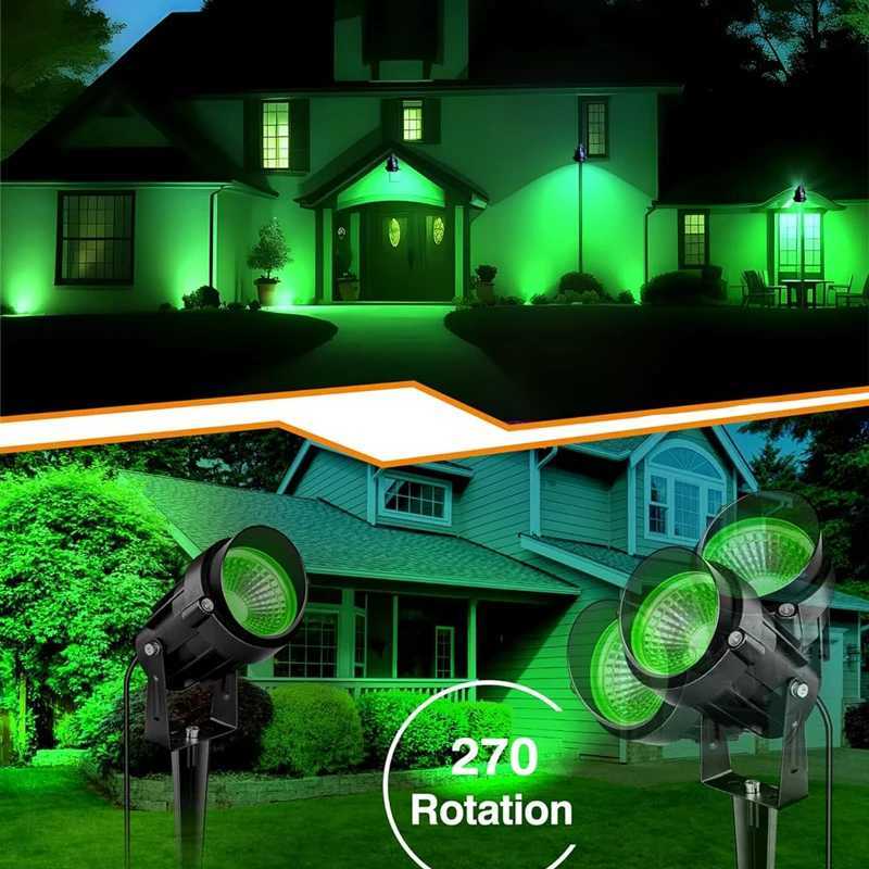 Green Spotlight Outdoor 9W IP65 Waterpoof LED Spot Light 110V 220V Landscape Lighting for Garden Tree Path Lawn 4pcs with Spike C250922