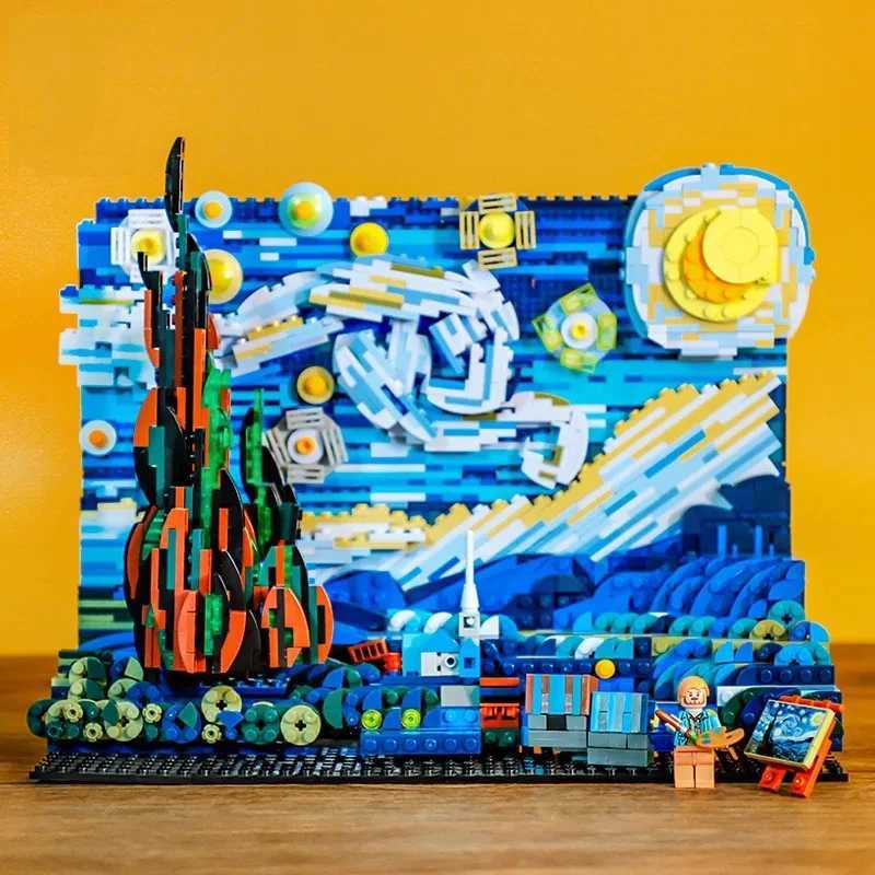 Vincent Van Gogh The Starry Night 21333 Art Painting Building Blocks Bricks Ideas Home Decorae Education Toys For Kids GiftsXJ250922