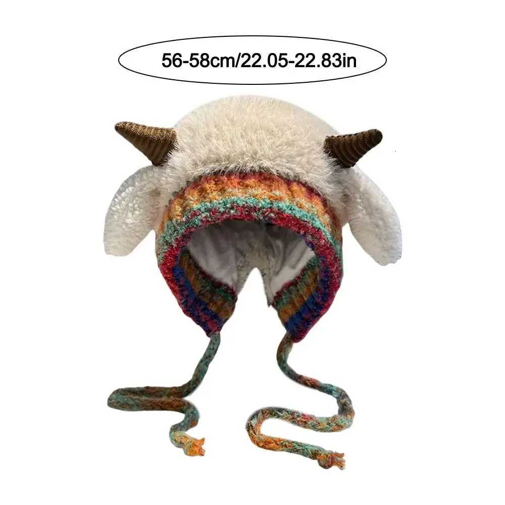 Cute Thick P Knitted Hat Warm Ear Protection Beanies Hat Pr Hats Y250920