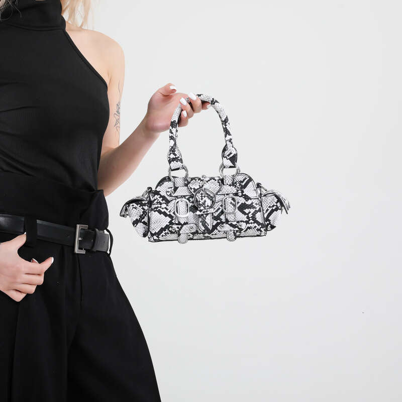 Trendy 2025 New Fashion Snake Pattern Handbag Women's Versatile Crossbody Small Square Bag PU