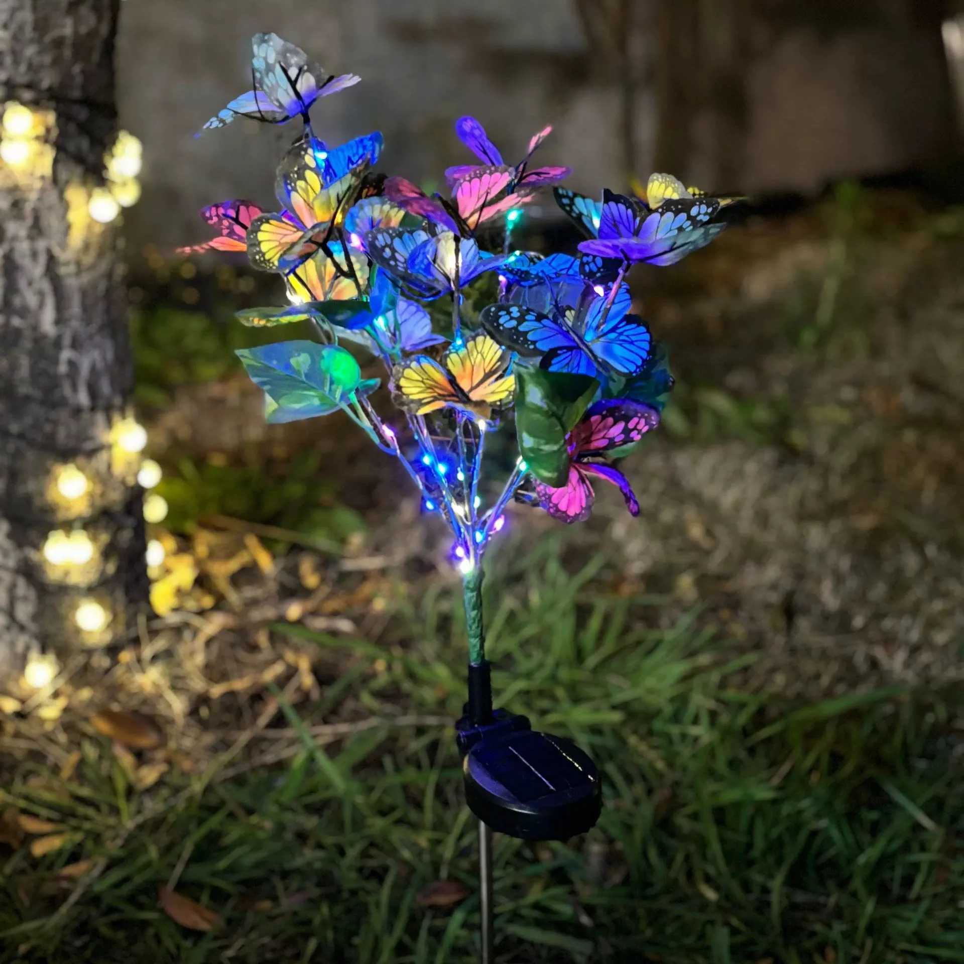 Garden Sunmer Lights Outdoor Solar Simulation Colorful Butterfly Sunflower LED Lawn Lamp Landscape for Camping Wedding Decor C250922