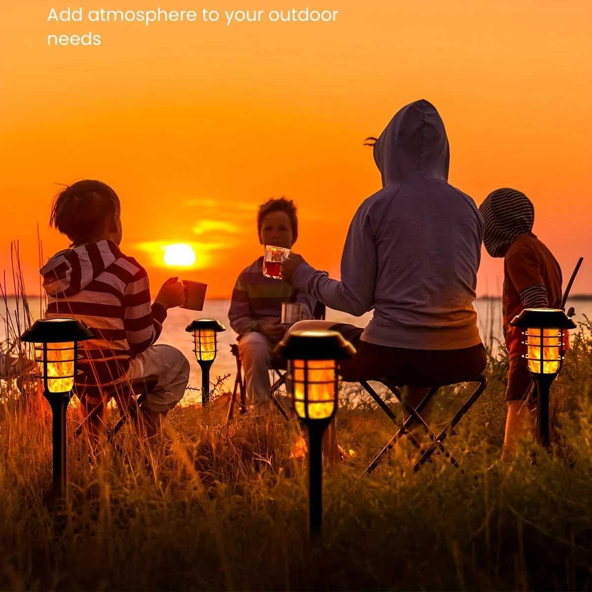 6pcs Halloween decorative atmosphere lamp LED flickering flame solar lamps suitable for decorating courtyards gardens villas C250922