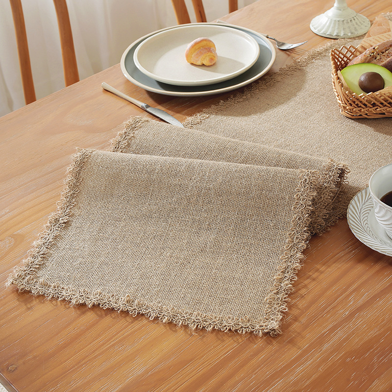 Vintage table runner festive natural linen woven party decoration simple decoration entryway chest of drawers cover towel BYTA01