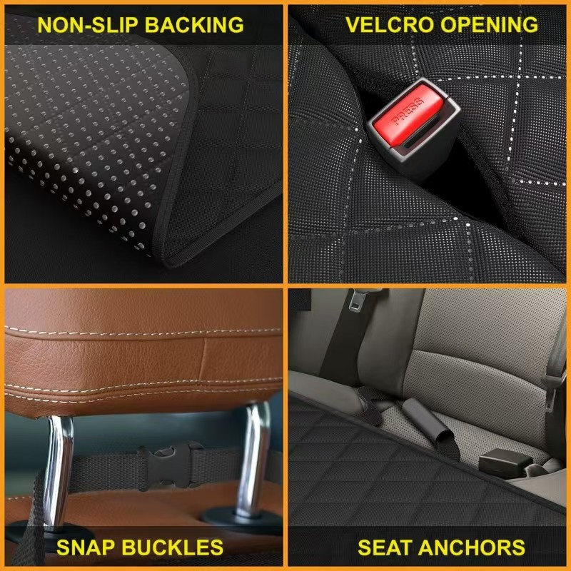 Dog Car Seat Cover for Back Seat, Waterproof Pet Hammock Protector, Durable & Non-Slip Seat Shield for SUVs & Trucks, Standard Size 137cm x 147cm, Bla