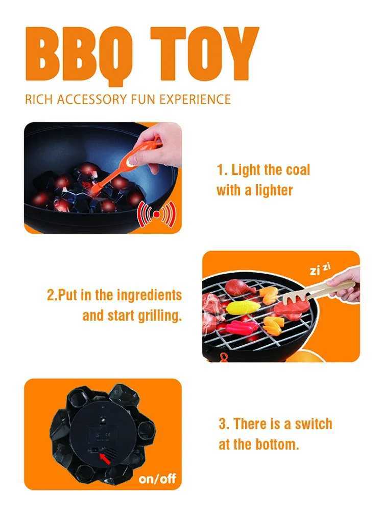 RolePlay Kitchen Set Toys With Lights Kids Playing House Simulation Kitchen Barbecue Grill Toys Kids Christmas Birthday Gifts C250922