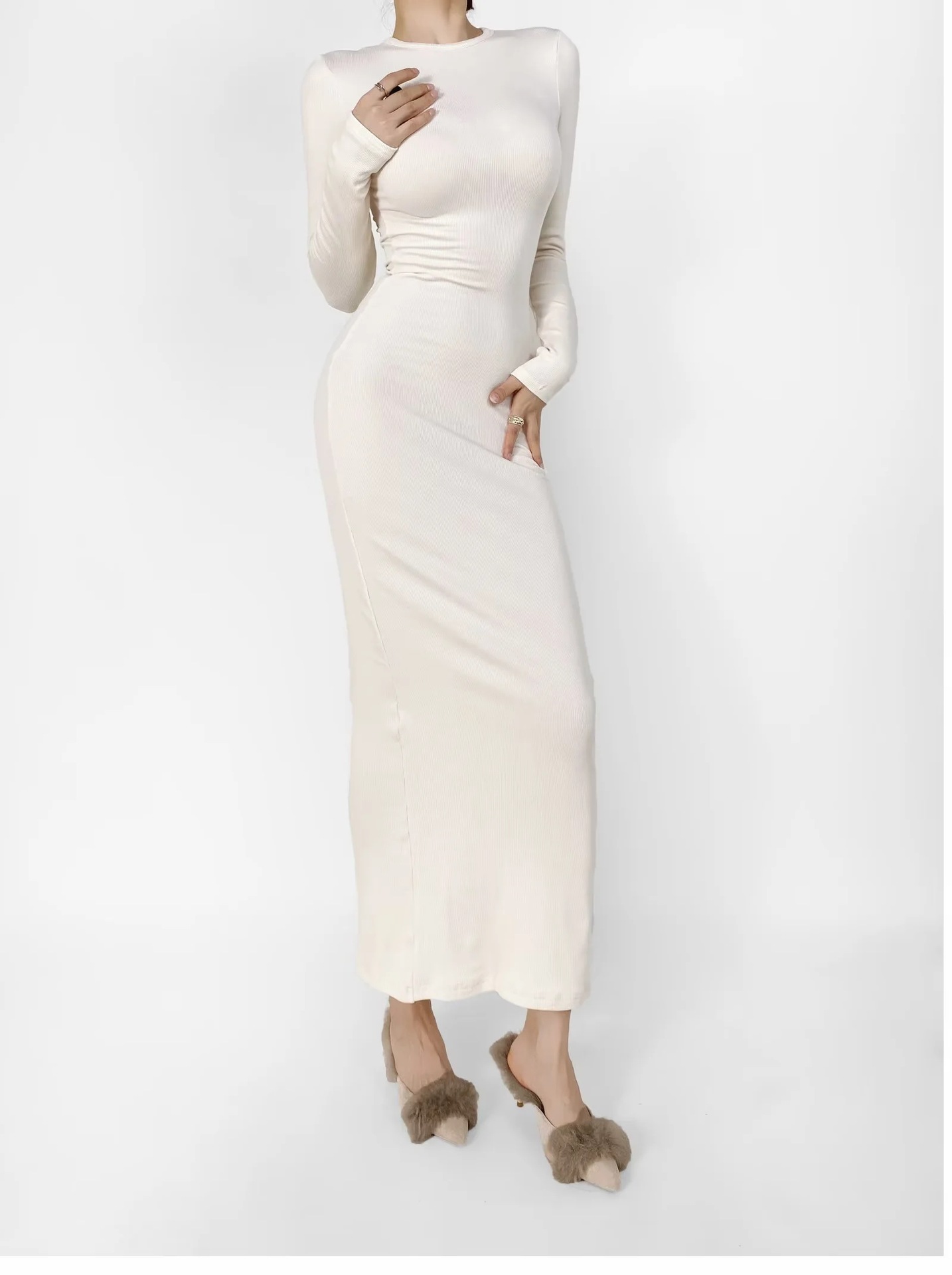 Wholesale Women'S Dresses Clothing Fall Long Sleeve Dresses Women Lady Elegant Body Fit Maxi Casual Dress