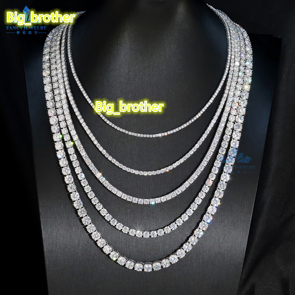 2mm3mm4mm5mm65mm Moissanite Tennis Necklace 925 Sterling Silver Sparkling Moissanite Tennis Chain