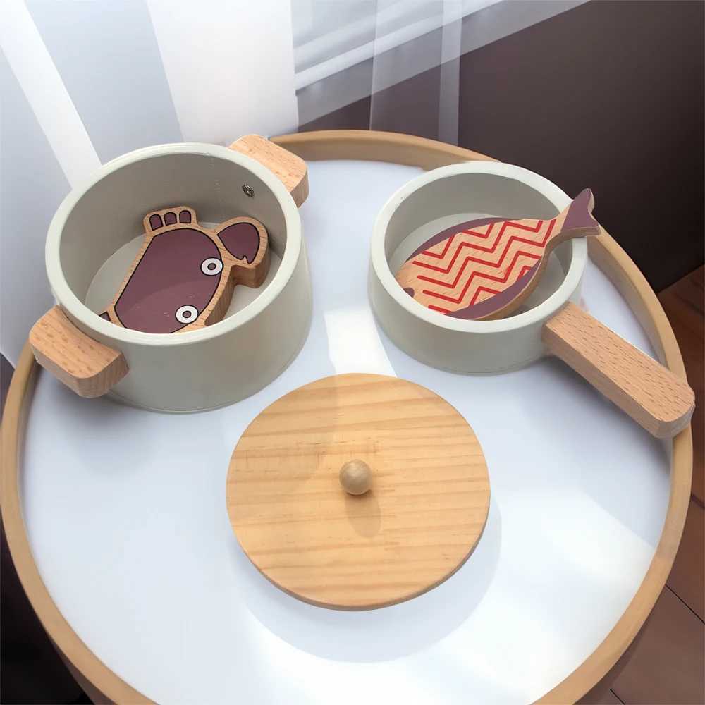 Wooden childrens simulation kitchen toysearly education educational toys simulationpots and pans food roleplay chef C250922