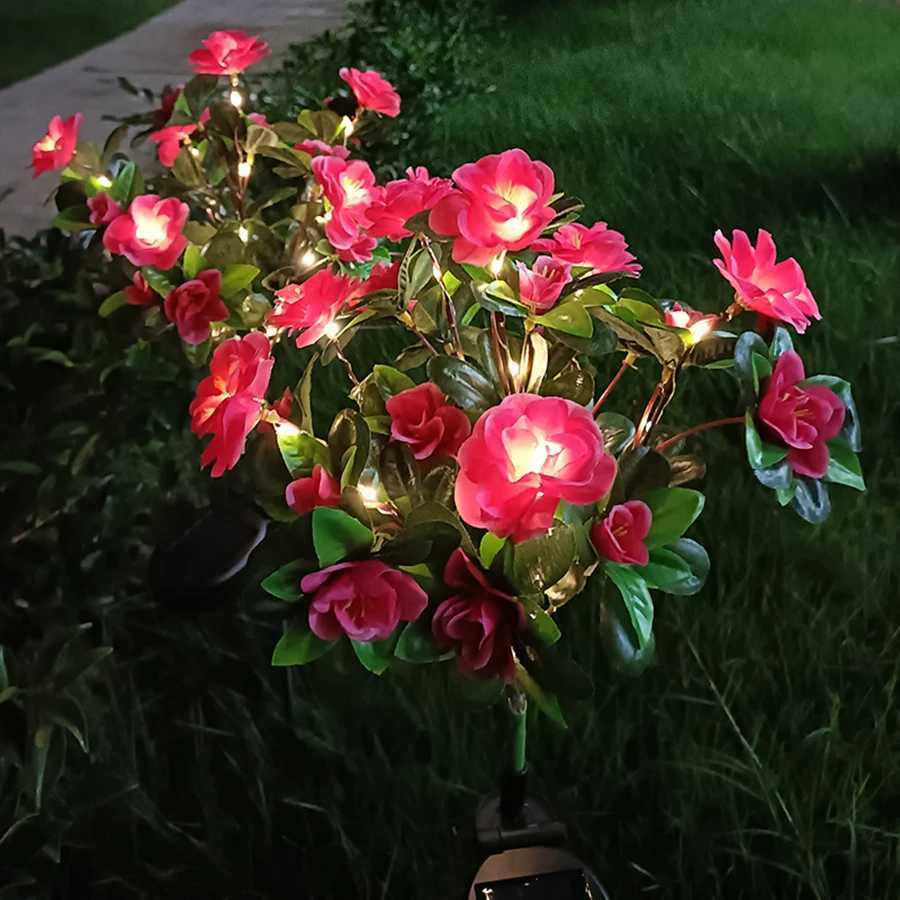 LED simulation lawn light solar azalea flower ground plug light outdoor courtyard decoration light C250922