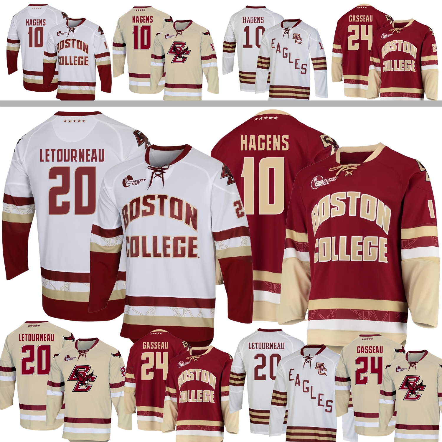Boston College Hockey Jersey James Hagens Brian Leetch Johnny Gaudreau Dean Letourneau Andre Gasseau Michael Hagens Demko Gauthier Berard Kostadinski