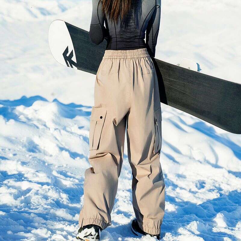 Loose Thick Veet For Women, Waterproof And Windproof, Black Double Board Sports Outdoor, Men's Large Size Ski Pants