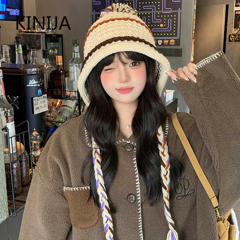 Winter Knitting Hat Wen Strehy Sklies Beanies Hat Warm Ear Protection Autumn Fem Beanie C Pr Hat Korean Sle Y250920