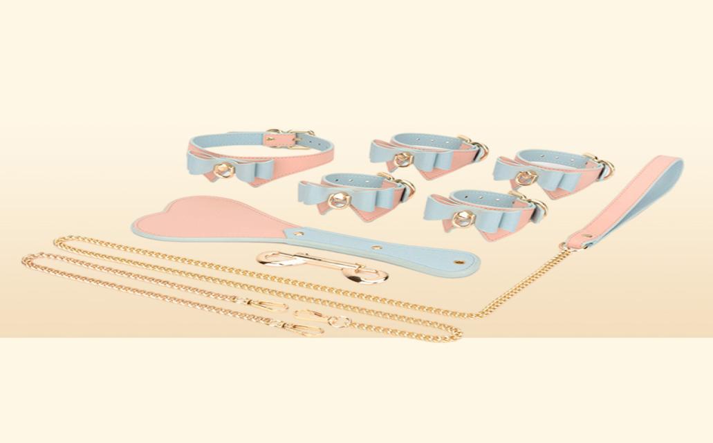 Binding Set Seven Piece Fun of Men's and Women's Adult Products Collar Handcuffs Leather Racket Bow Tie Sm Alter P43Q8322092
