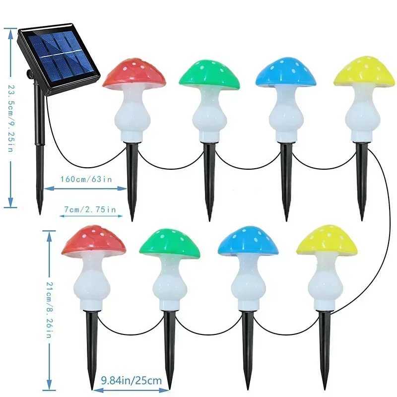 Christmas Fairy Light 8LEDS Solar Panel Mushroom Garden Outdoor Decor Waterproof Night Lamp Yard For Wedding Party Decoration C250922