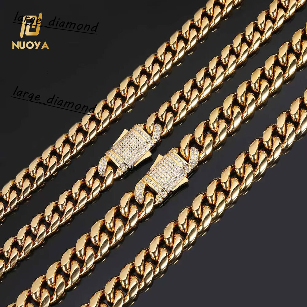 12MM Mens Fashion Hip Hop High Polish Gold Silver Stainless Steel Necklace Chunky Cuban Chain Fine Jewelry