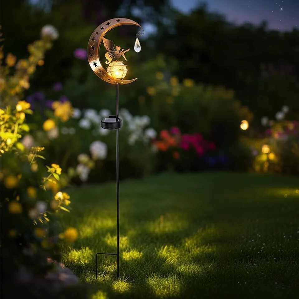 Solar Iron Decor Light Lamp Driveway Fairy Patio Powered Ip65 Fence Outdoor Lights Lawn Waterproof Dawn Led Dusk Ornaments Metal C250922