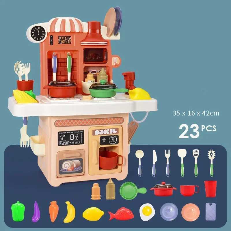 Funny 23pcsset Kitchen Sets Simulation kitchen Cooking play house toys children interactive educational toys baby best gift C250922