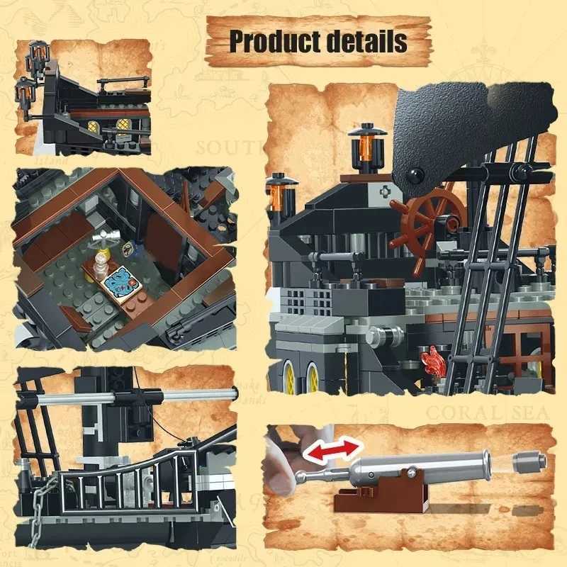 Creative Pirates The Black Pearl Ship Building Blocks Boat Model Caribbean Adventure Assemble 11 Bricks Toy Kid Adult Xmas GiftXJ250922