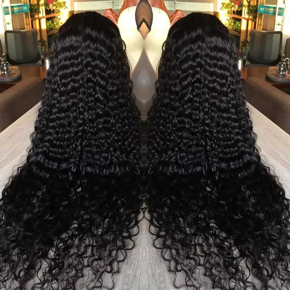 250 Density 13x6 Kinky Curly HD Lace Frontal Wigs Brazilian 30 40 Inch Water Deep Wave 13x4 Lace Front Human Hair Wig For Women C250922