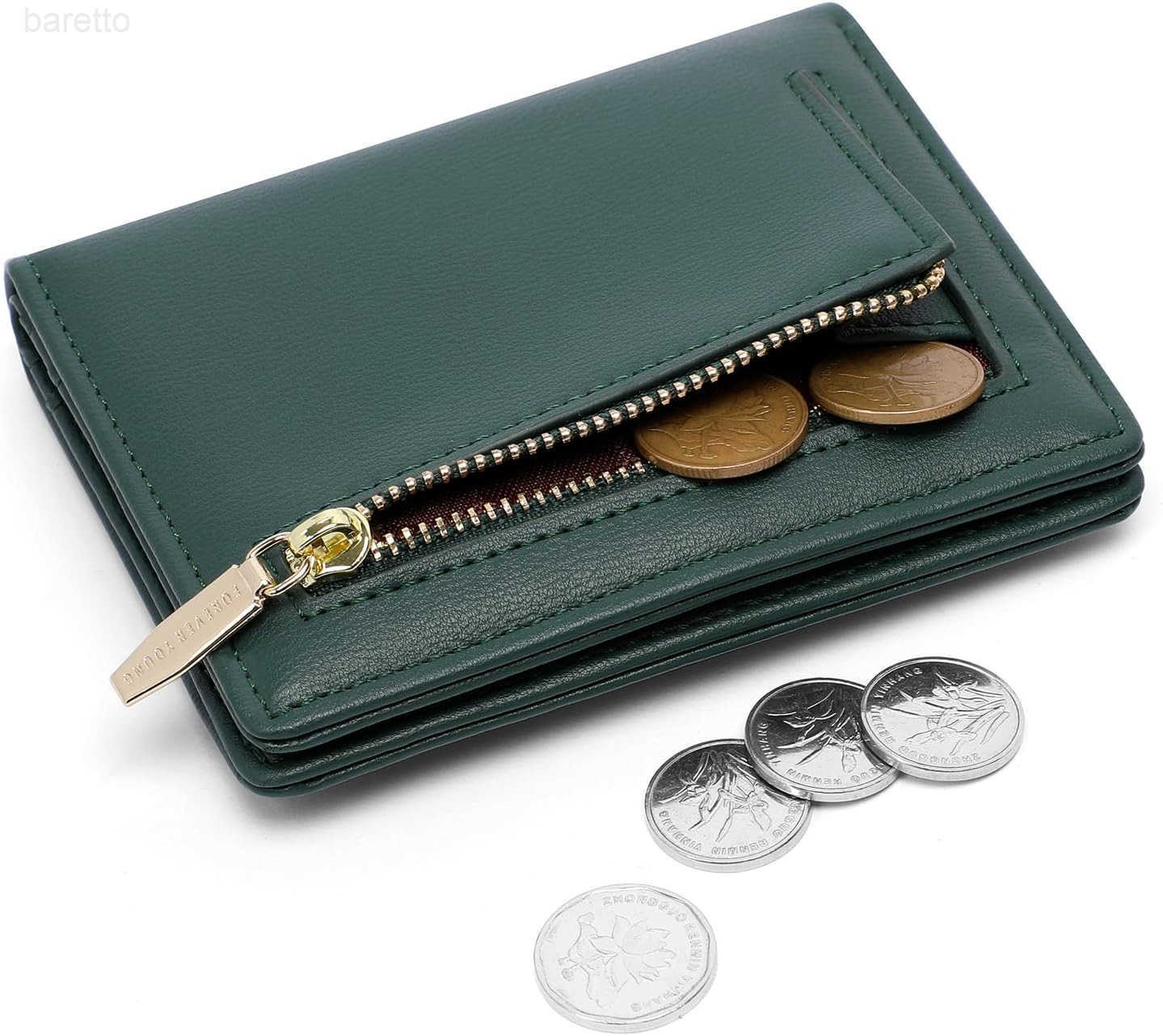 Small Women Wallet RFID Blocking Bifold Pocket Wallet Slim Compact Ladies Purse Mini Wallets For Women Dark Green Z250922