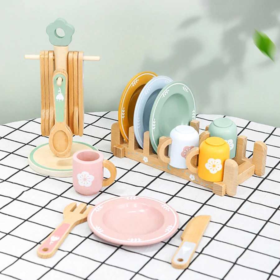 Baby wooden toy Kitchen toy wooden tableware set toy baby role play Educational Cosplay preschool toy gifts for kids C2509221