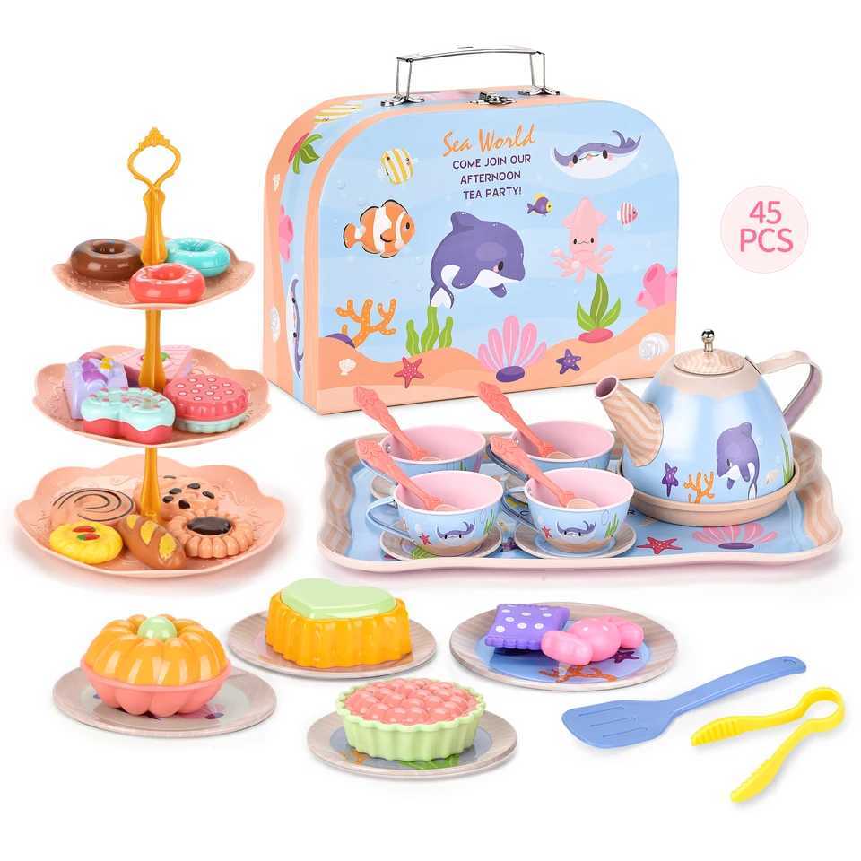 Childrens playhouse afternoon tea dessert cake toy girl gift tin tea set C250922