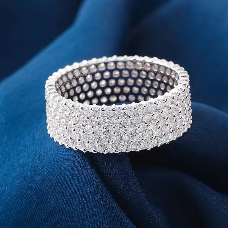 Full Size Custom Round Cut Labgrown Diamond Engagement Ring 925 Silver White Gold Plated Ring Lab Grown Diamond Ring Hip Hop Men