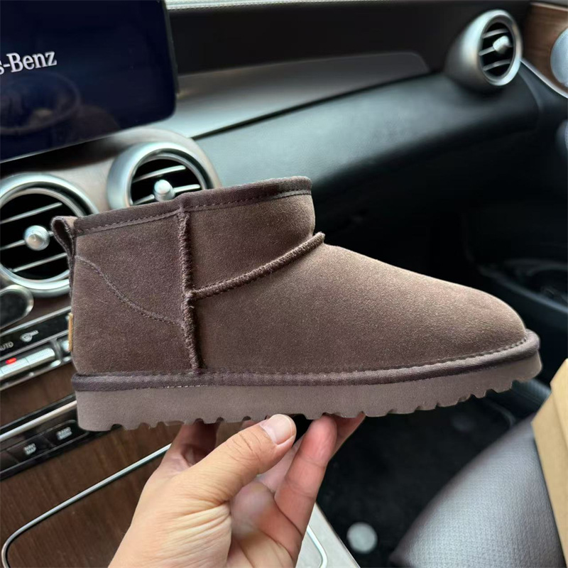 Free Shipping 2025 Women's Short Snow Boots Genuine Leather Waterproof Shearling Lined Winter Boots Non-Slip Warm Thermal Ankle Boots