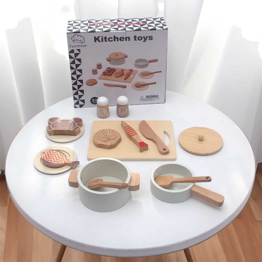 Wooden childrens simulation kitchen toysearly education educational toys simulationpots and pans food roleplay chef C250922