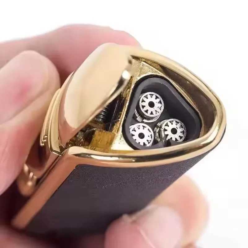 Original Cigar Lighter Metal Outdoor Windproof 3 Jet Blue Flame Turbo Torch Lighter with Cigar Drill Mens Gift F250922