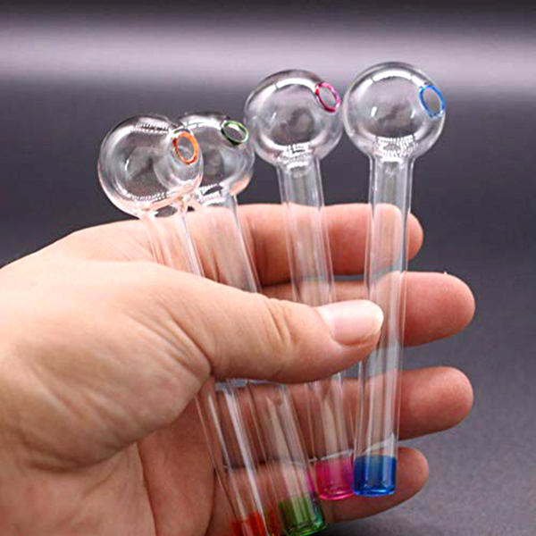 Colorful Handcraft Pyrex Glass Oil Burner Pipe 4.0 Inches Mini Glass Hand Pipe 10cm Thick Test Straw Oil Burners For Herb Water Bong Smoking Accessories