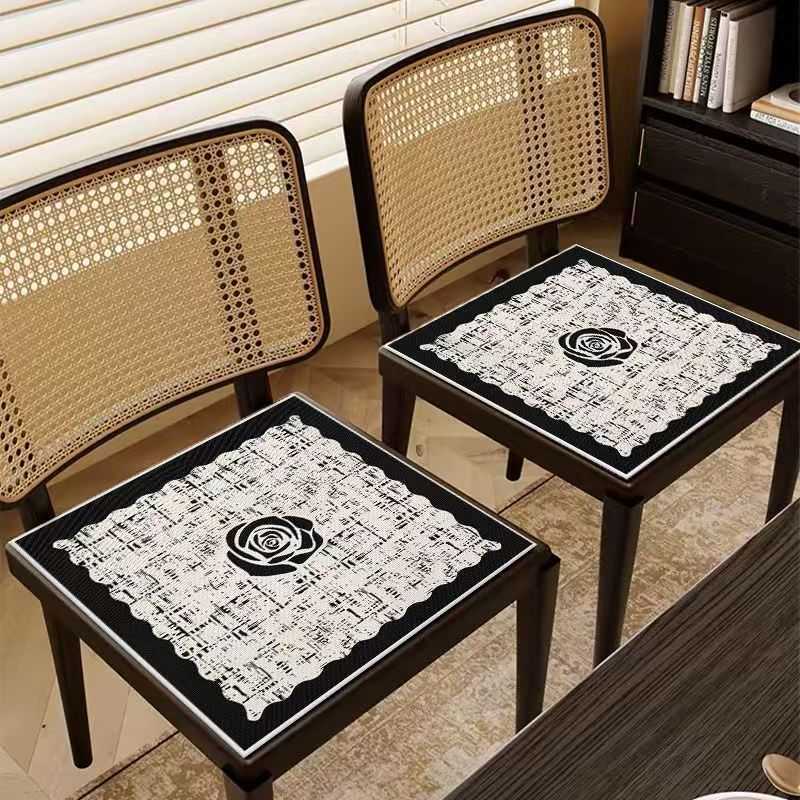 Summer Ice Silk Seat Cushion Office Long Sitting Cool Breathable Chair Cushion French Style Home Dining Chair Stool Cushion C250922