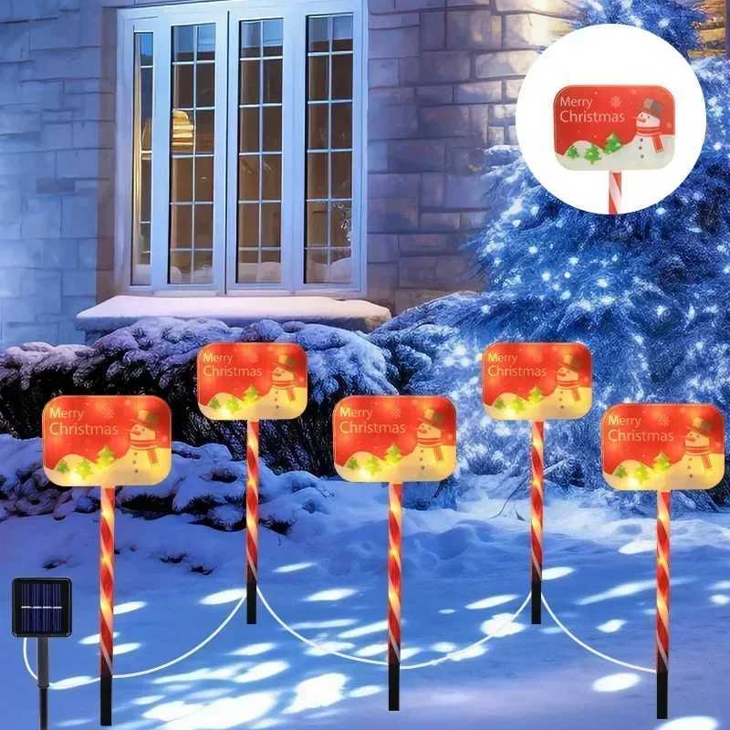 LED Solar Lamp Garden Light Christmas Decor Santa Claus Lawn Lamps Candy Cane Outdoor Waterproof New Year Halloween for Pathway C250922