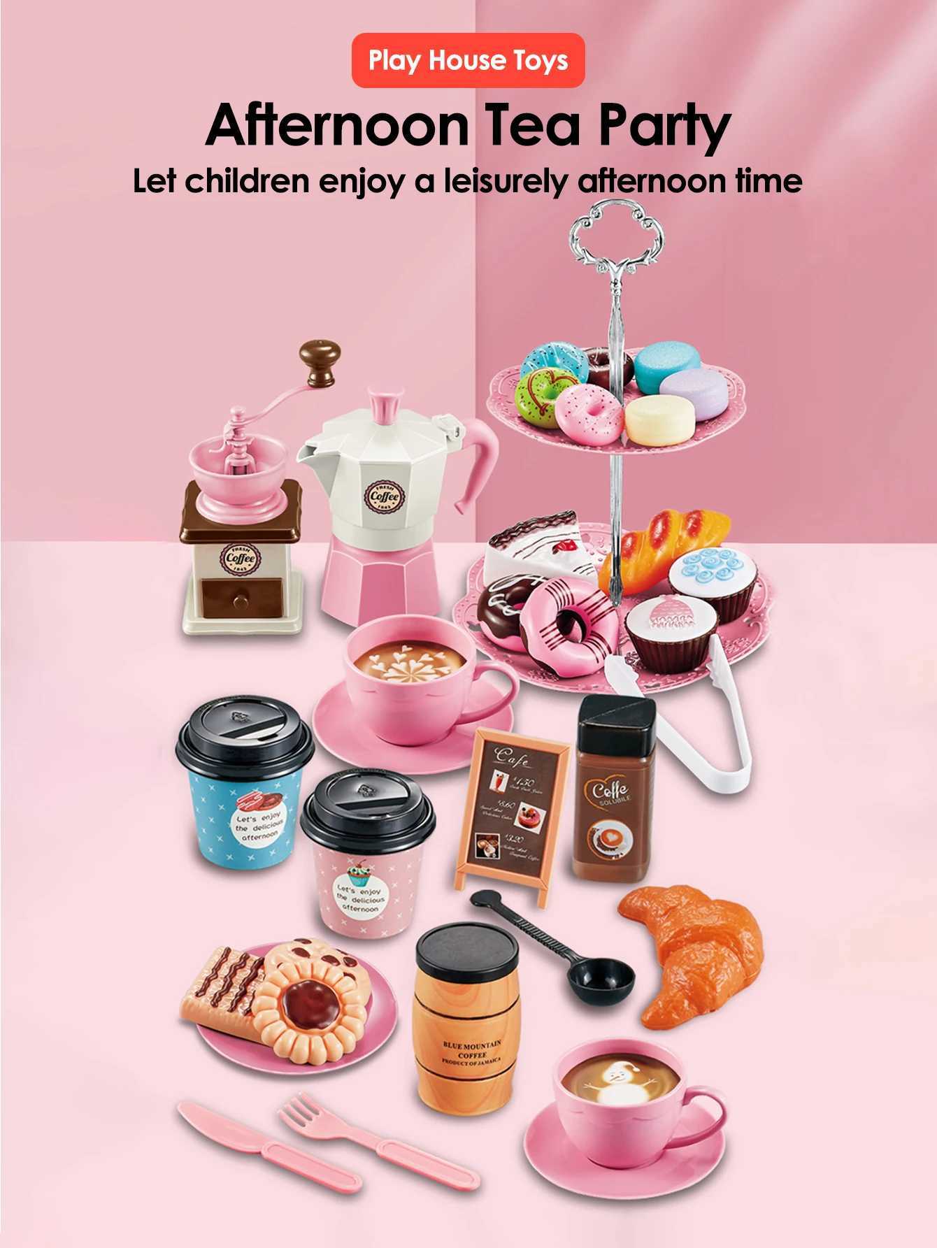 Toy Teacoffee Set for Little Girls Tea Party Toys for Kids Girls Pretend Play Snack Afternoon Tea Sets Toys birthday gift C250922