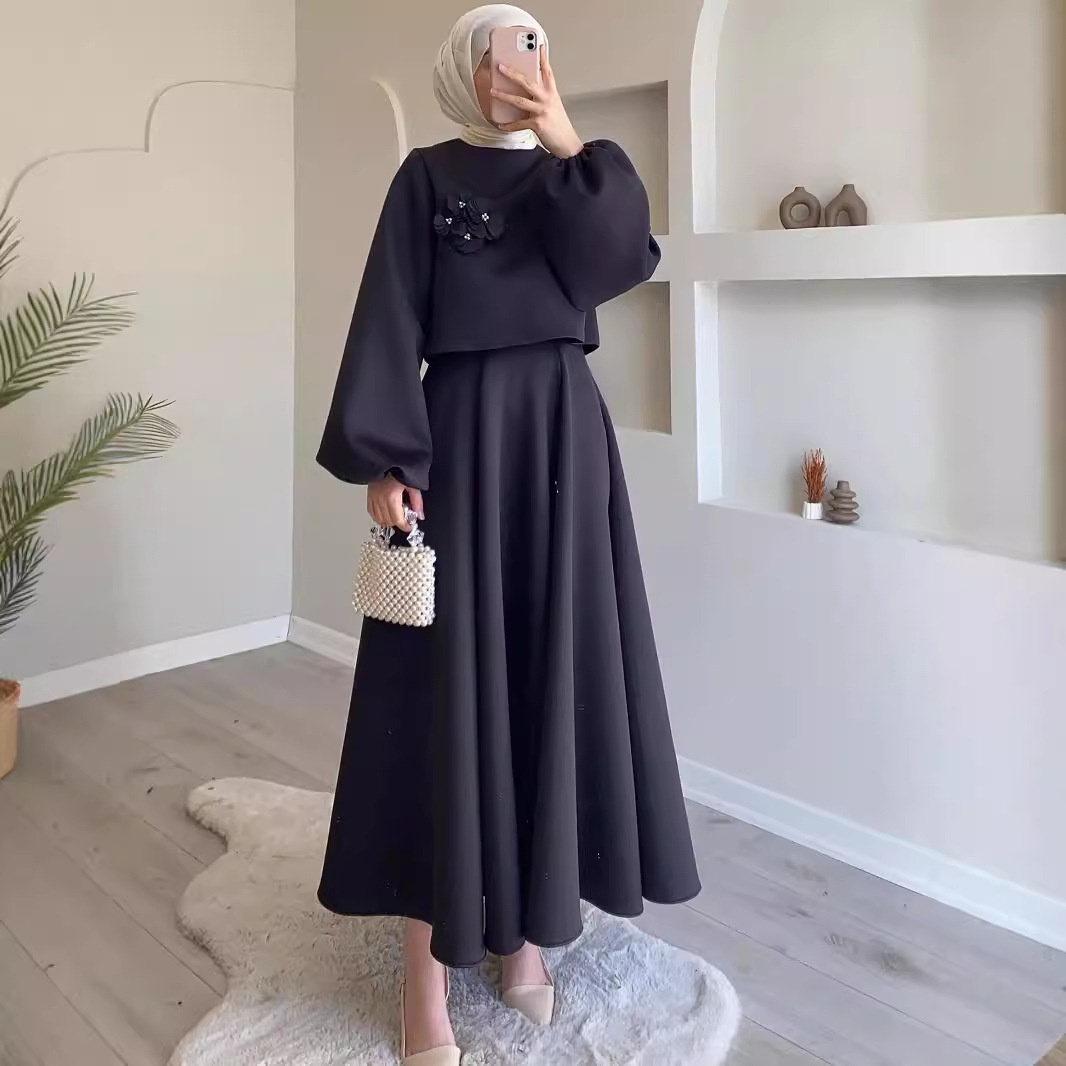 Women's dress, elegant women's two-piece set, dress suit, Muslim women's clothing