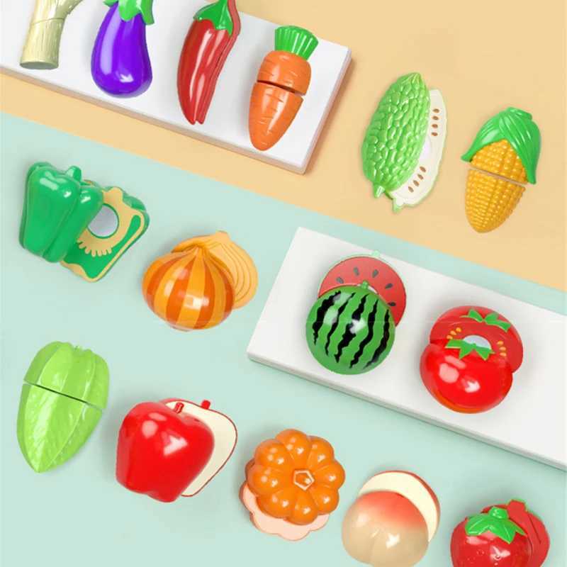 Kitchen Play House Toy Set Simulation Basket Fruit Vegetable Food Cutting Game Educational Kids Montessori Learning Girls Toy C250922