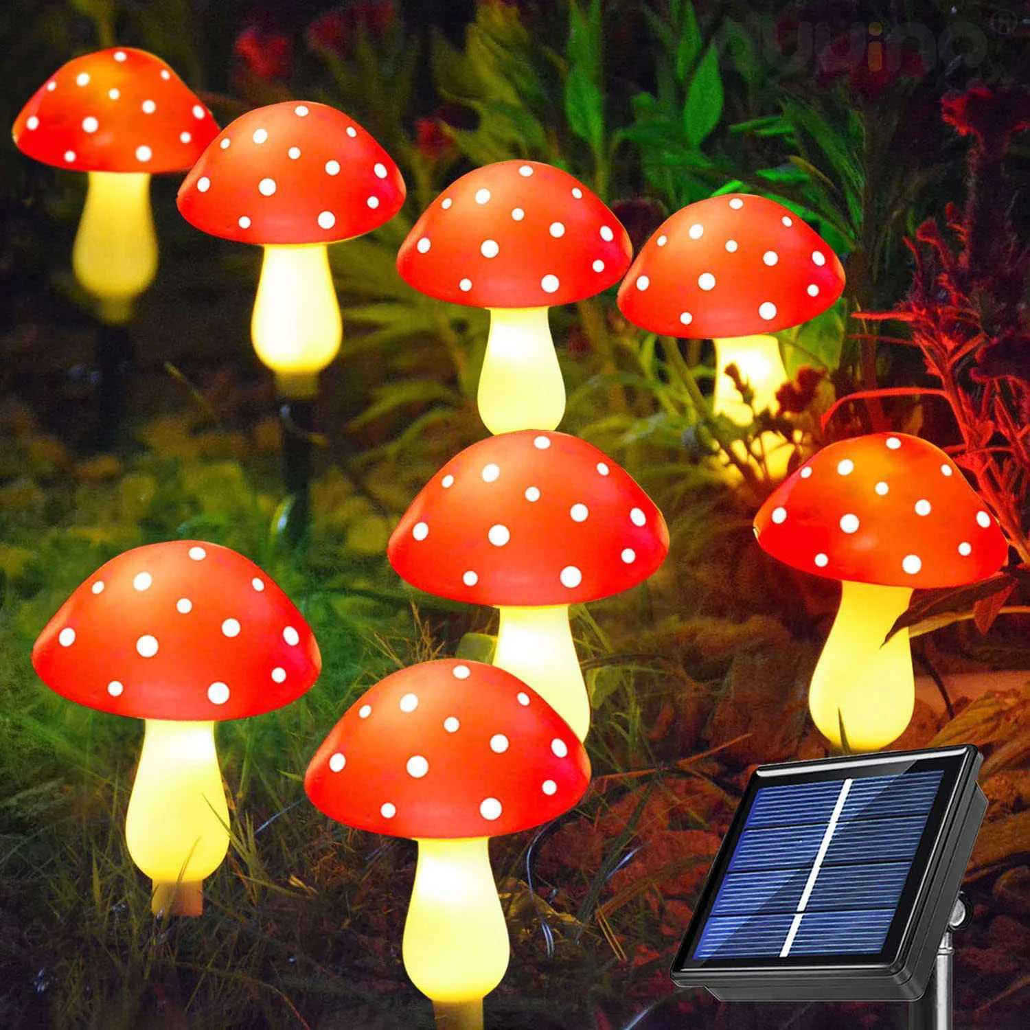 12LEDS Solar Panel Mushroom Fairy Light Garden Outdoor Decor Waterproof Night Lamp Yard For Christmas Wedding Party Decoration C250922